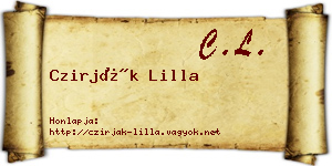 Czirják Lilla névjegykártya